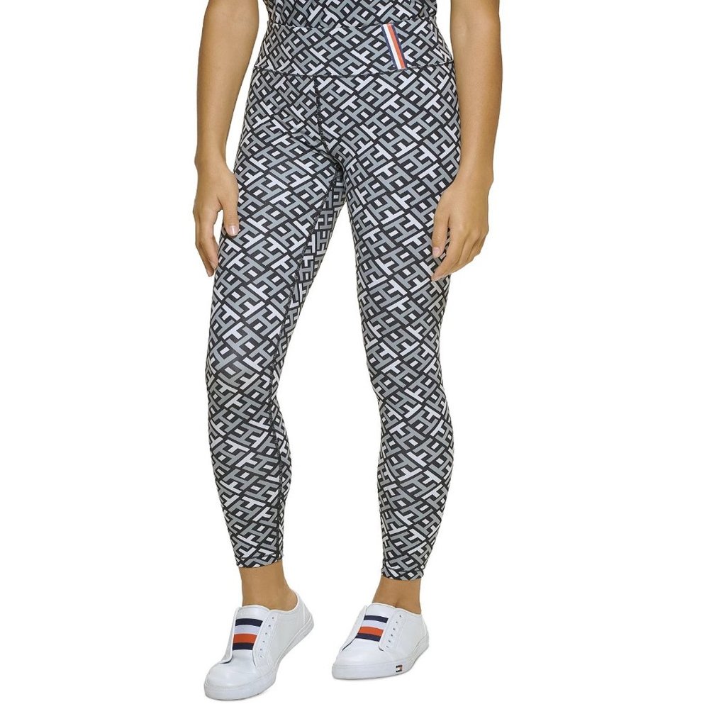 new BLACK and DOVE GRAY Tommy Hilfiger Sport Printed Leggings in Women's Sz XXL